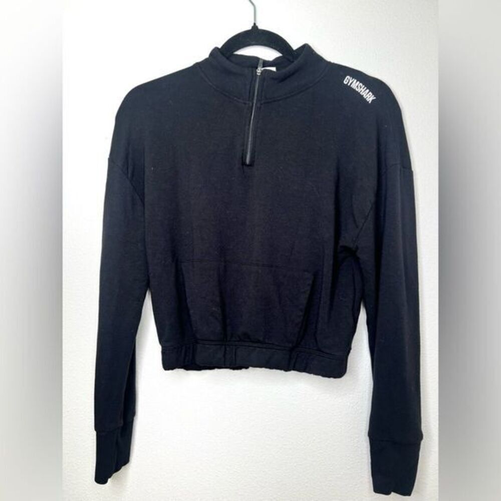 Gymshark Half Zip Sweatshirt Pippa Training Pullover 1/4 Zip Crop in black - Picture 2 of 9
